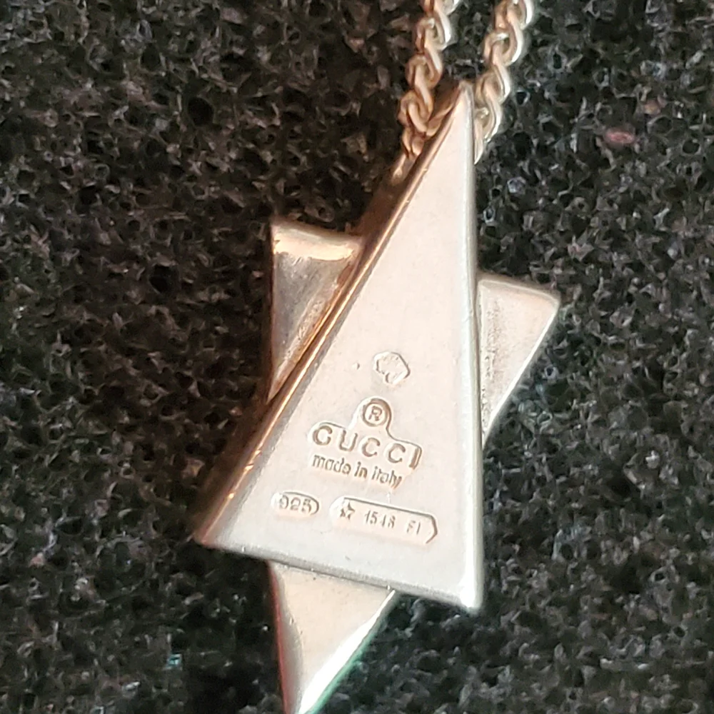 GUCCI 925 Silver Geometric Star Pendant Necklace - Picture 4 of 7